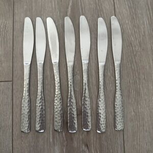7Stanley Roberts PLYMOUTH COVE HAMMERED Stainless Colonial Rogers Dinner Knives